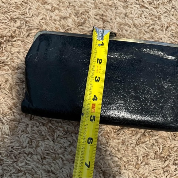 Vintage Hobo International Lauren Clutch Wallet Black Paisley Leather - Picture 9 of 10